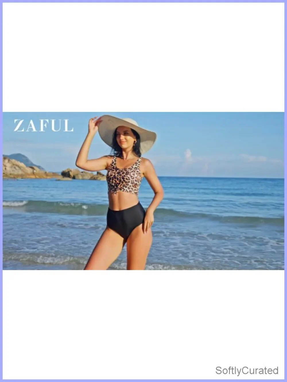 Front Knot Bikini Crop Top Tankini Scoop Neck Padded Bathing Suit Top